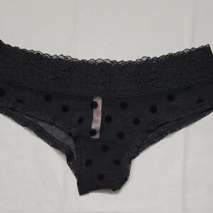 2015 Victoria's Secret PINK Sheer Black Mesh Polka Dot Cheekster Panty Medium M